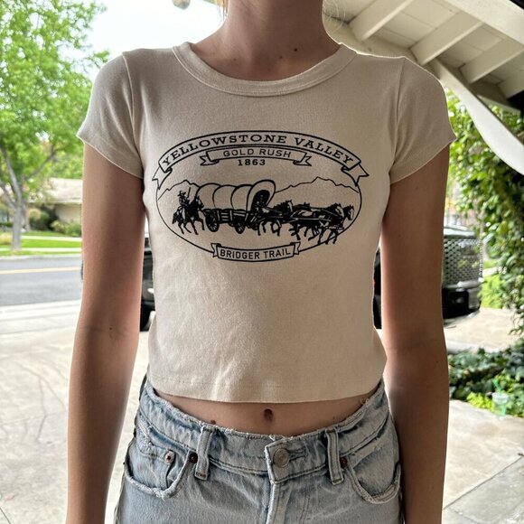 Brandy Melville Tops - Brandy Melville Yellowstone Graphic Top Western Southern Coquette Cottagecore